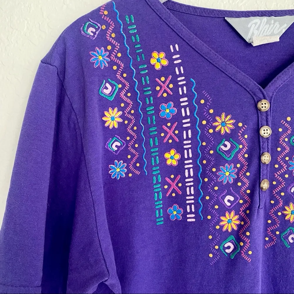 Vintage Retro Purple Printed Oversized Short sleeve Tee Top — Medium - Image 2