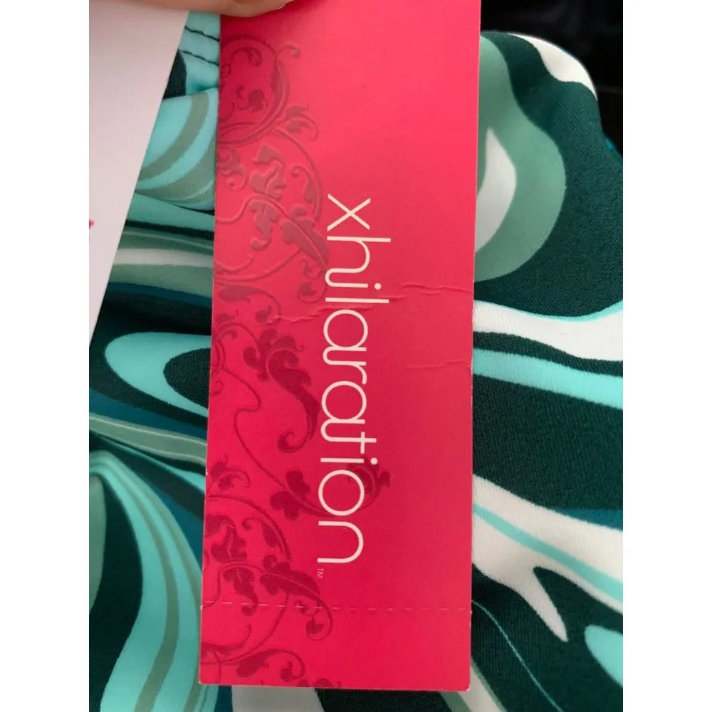 Xhilaration Juniors High Leg Scoop Waist Bikini Bottom Size S Blue Swirl - Image 6