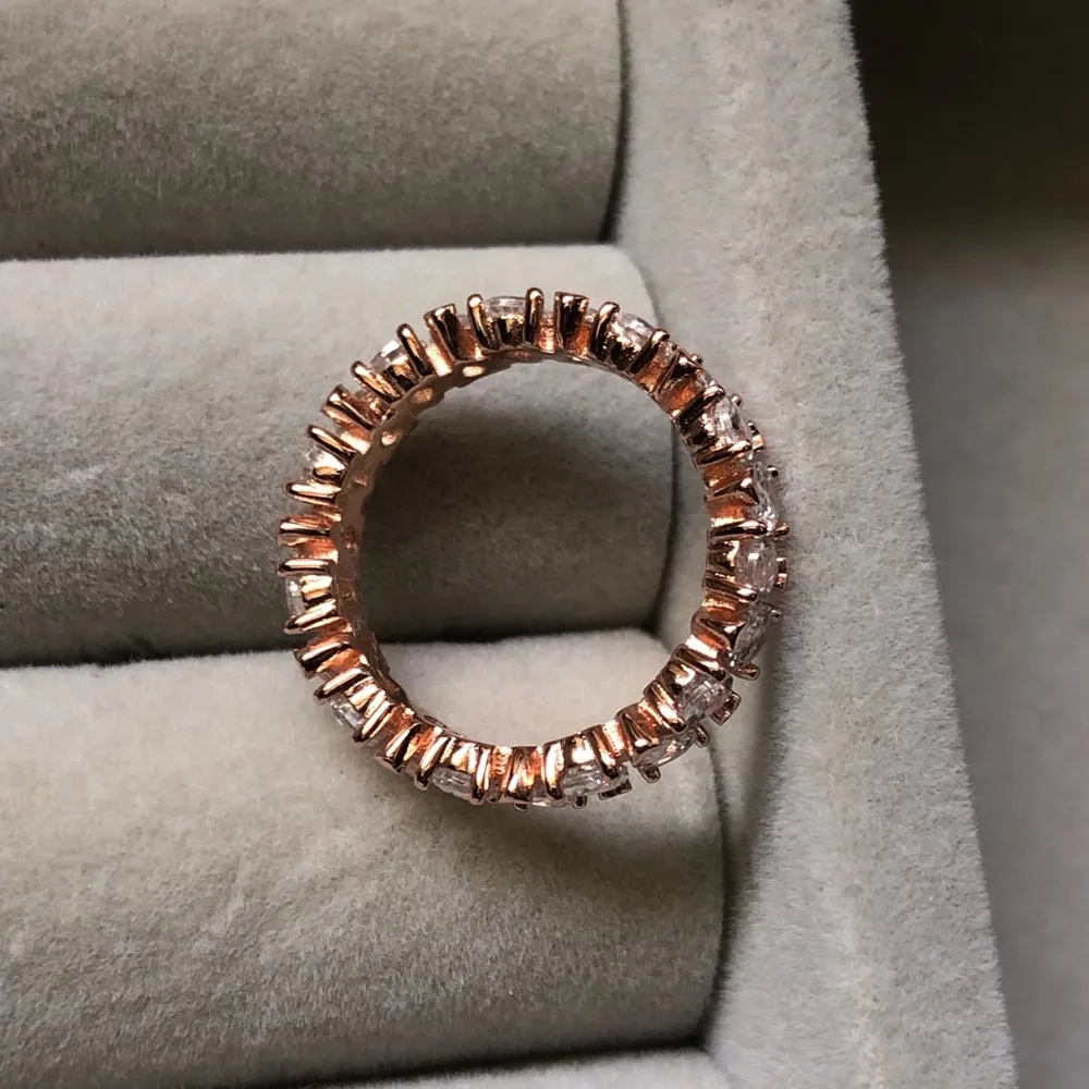 Pandora 14k Rose Gold Plated Alternating Sparkling Band Ring CZ US 7 - Image 6
