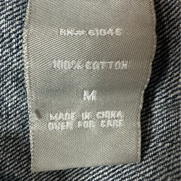 Vanity Distressed White Top‎ Stitch Blue Jeans Jacket Size M Size M - Image 9