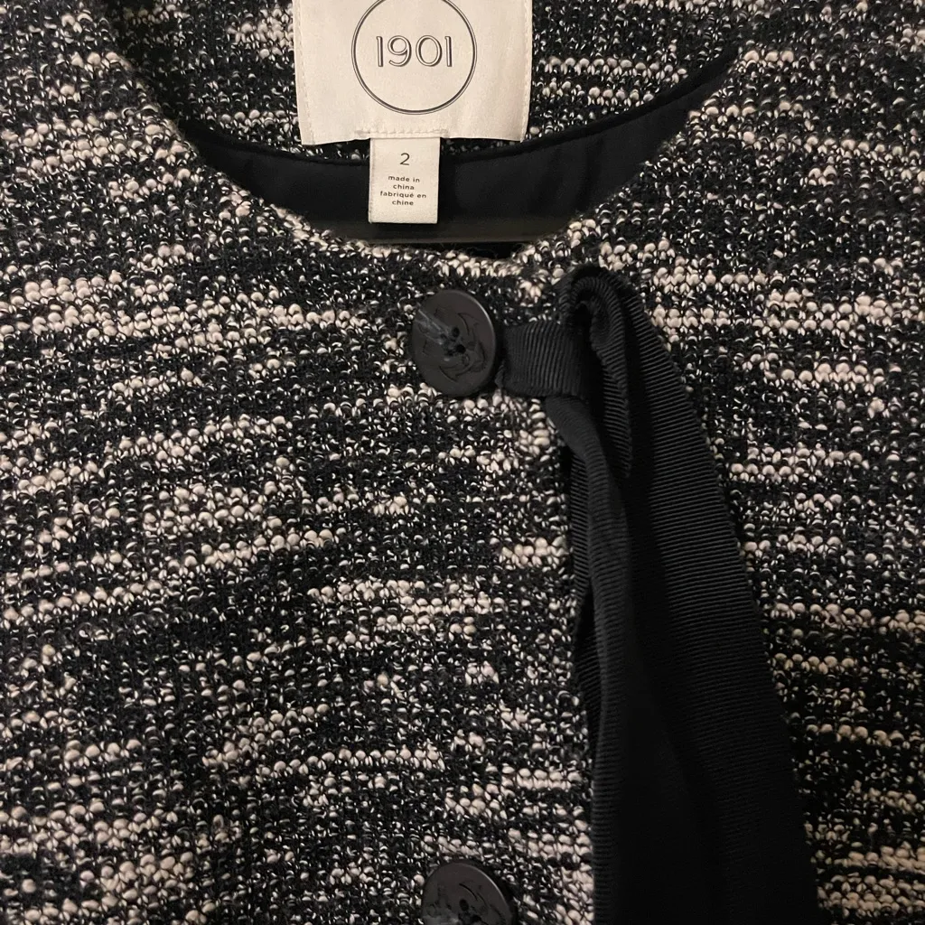 1901 Bow Front Crop Tweed Business Casual ‎ Jacket - Image 2