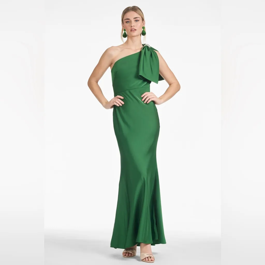 Sachin & Babi Aubrey One Shoulder Satin Charmeuse Gown, Size 8, $725 - Image 5