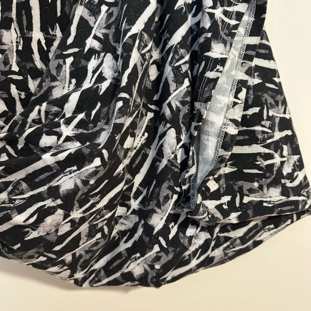 REISS vintage ivory gray black printed midi bodycon dress ruched - Image 4