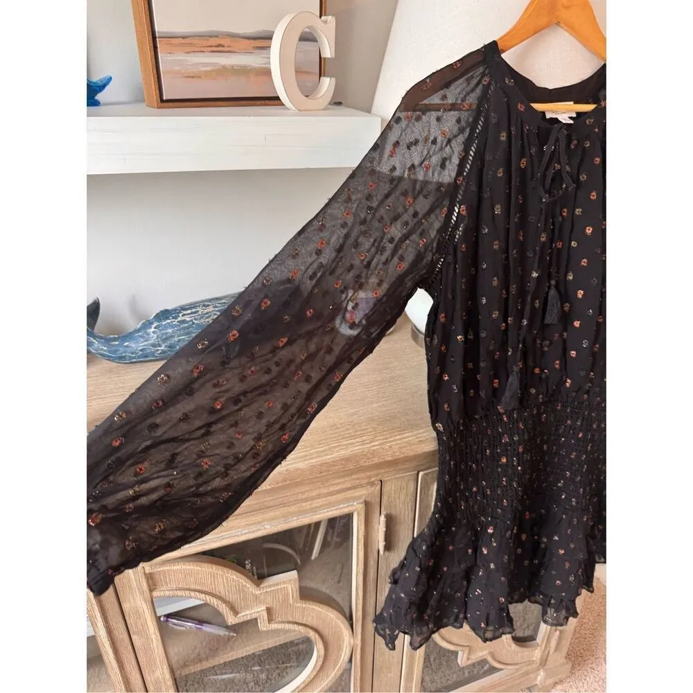 NWOT Allison New York Scarlett Black Metallic Dress Size Large - Image 4