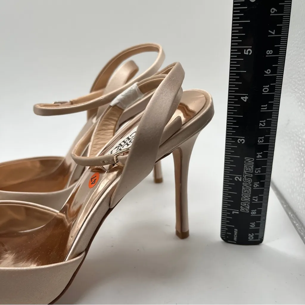 NWOB Badgley Mischka pumps Kaley Pointed Toe Stiletto nude size6 butterfly bling - Image 3