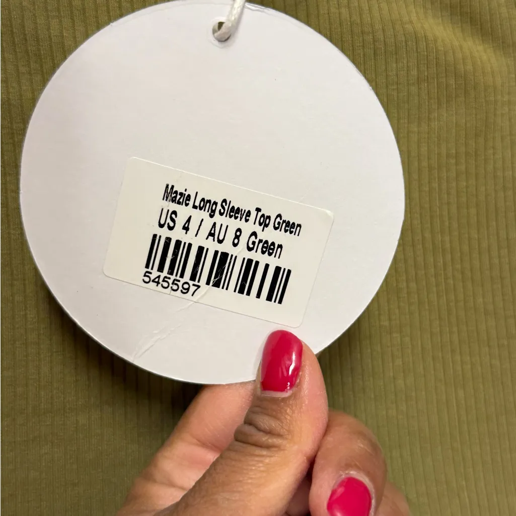 Princess Polly Mazie Long Sleeve Tie Back Knit Green Cropped Top Size 4 - Image 6