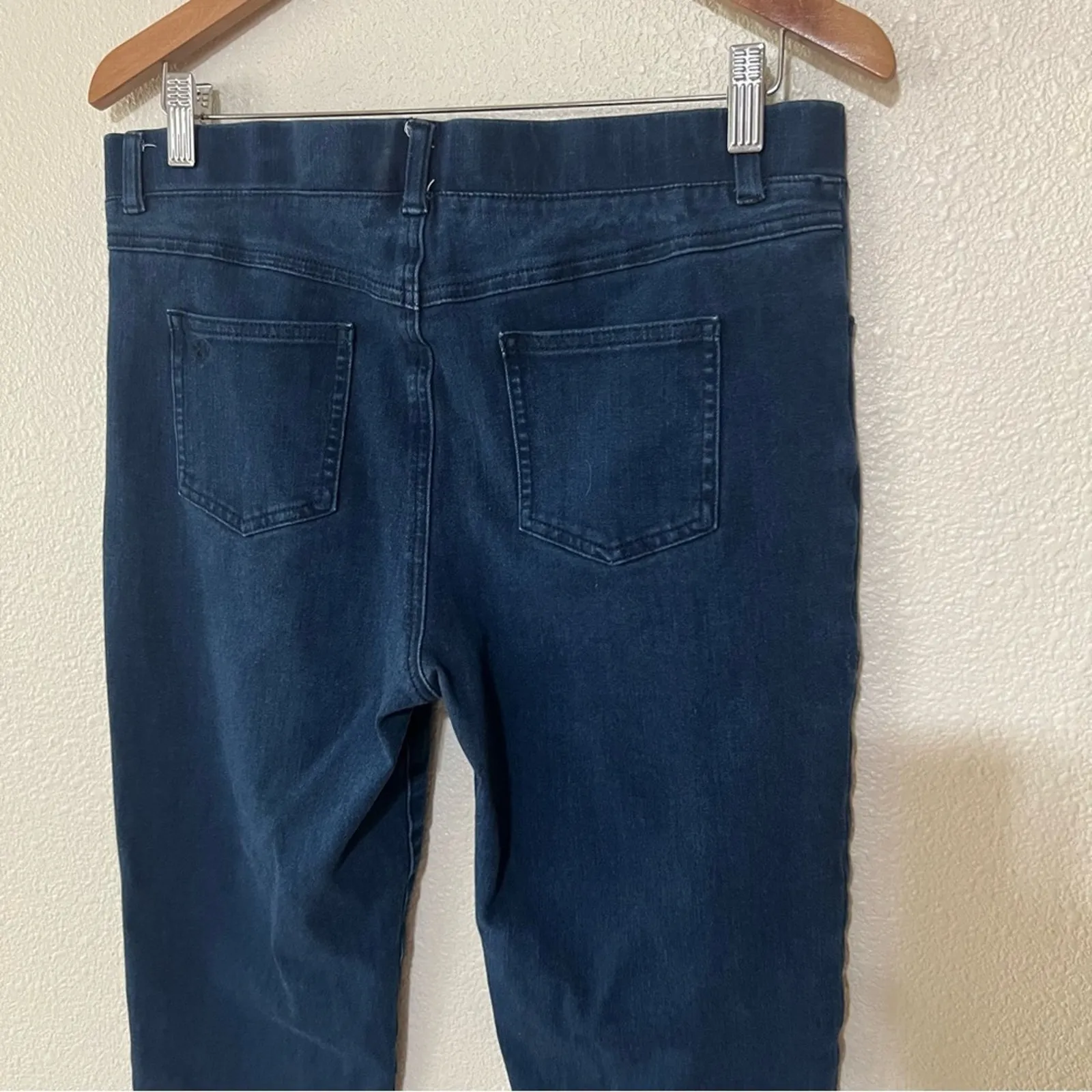 Betabrand blue stretch high rise skinny denim jeans LARGE - Image 6