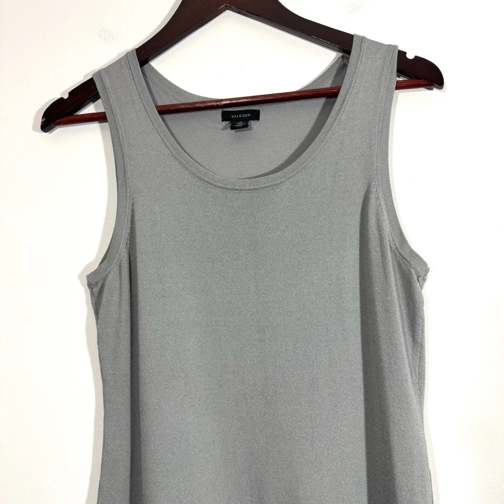 Halogen Gray Silver Sleeveless Shift Dress and Sheer Sweater Set - Image 9