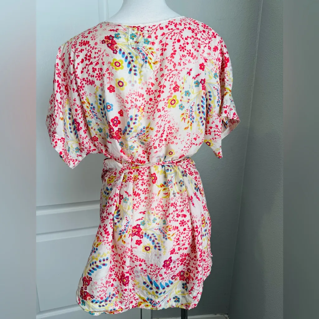Floral‎ Print JOHNNY WAS Tunic Top with Belt - V-Neck, Short Sleeve, Lightweight - Image 7