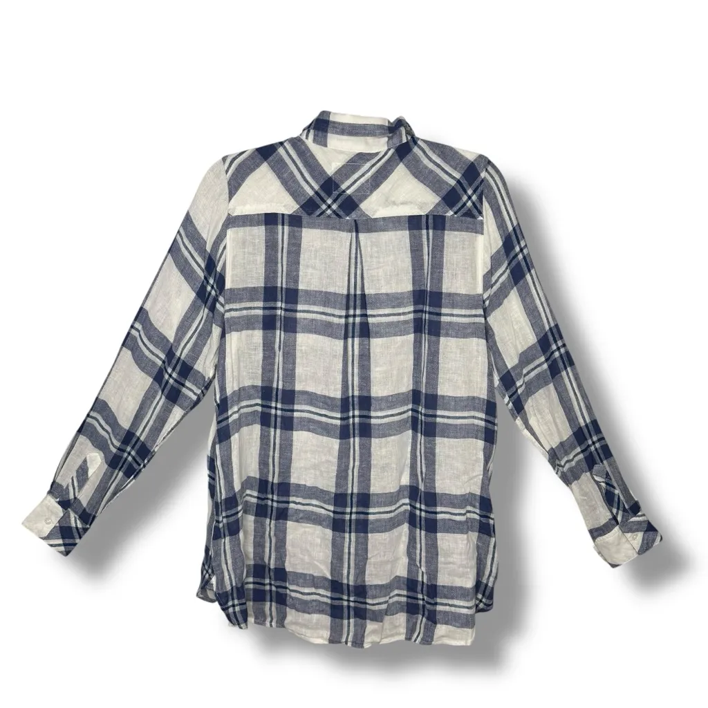 Rails Hunter White Indigo Melange Plaid Women's Size M Long Sleeve Button‎ Shirt - Image 5