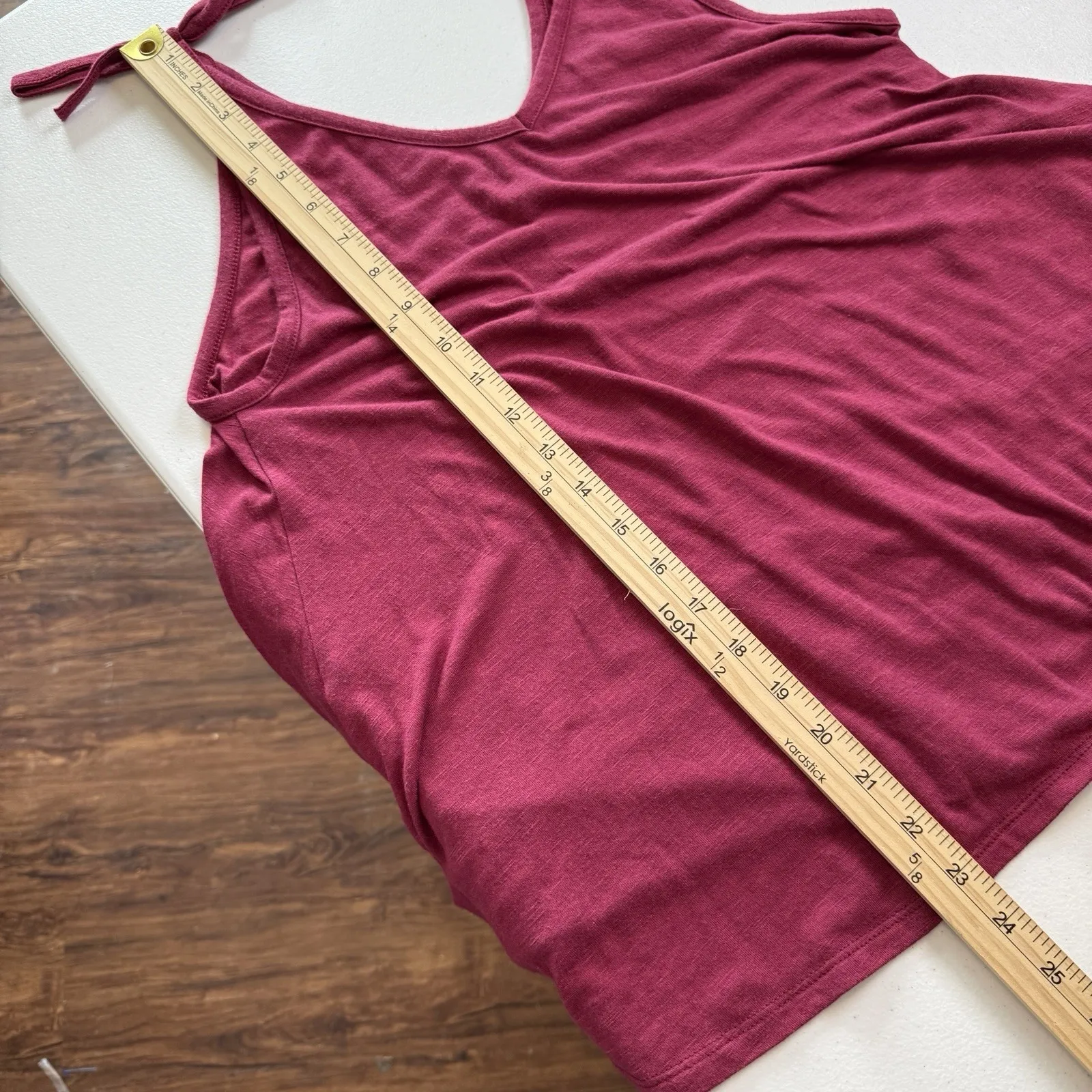 Poof Tank Top Women Medium Casual Soft Tie Shoulder Straps V-Neck Summer Resort - Image 8