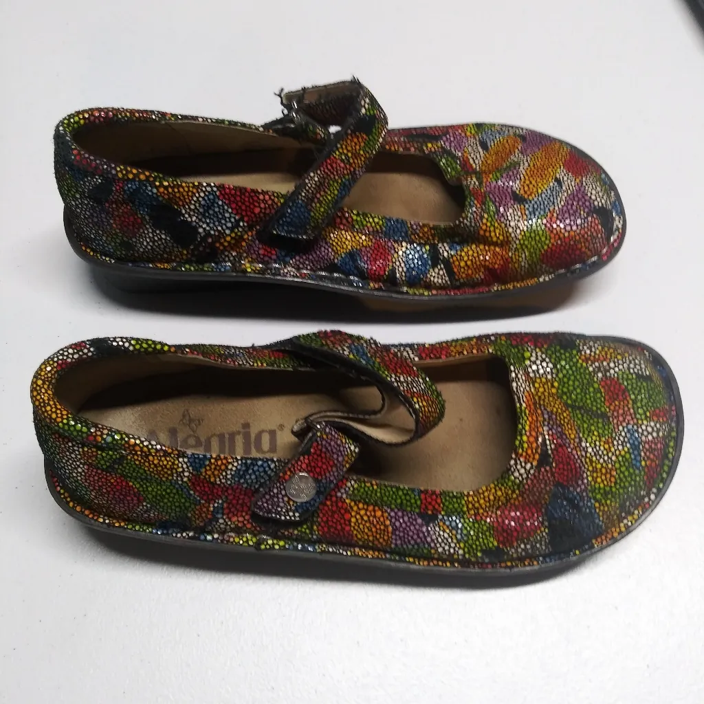 ALEGRIA Multicolor Mosaic FELIZ FEL-180 Leather Mary Jane Shoes Size 37 US 7-7.5 - Image 3