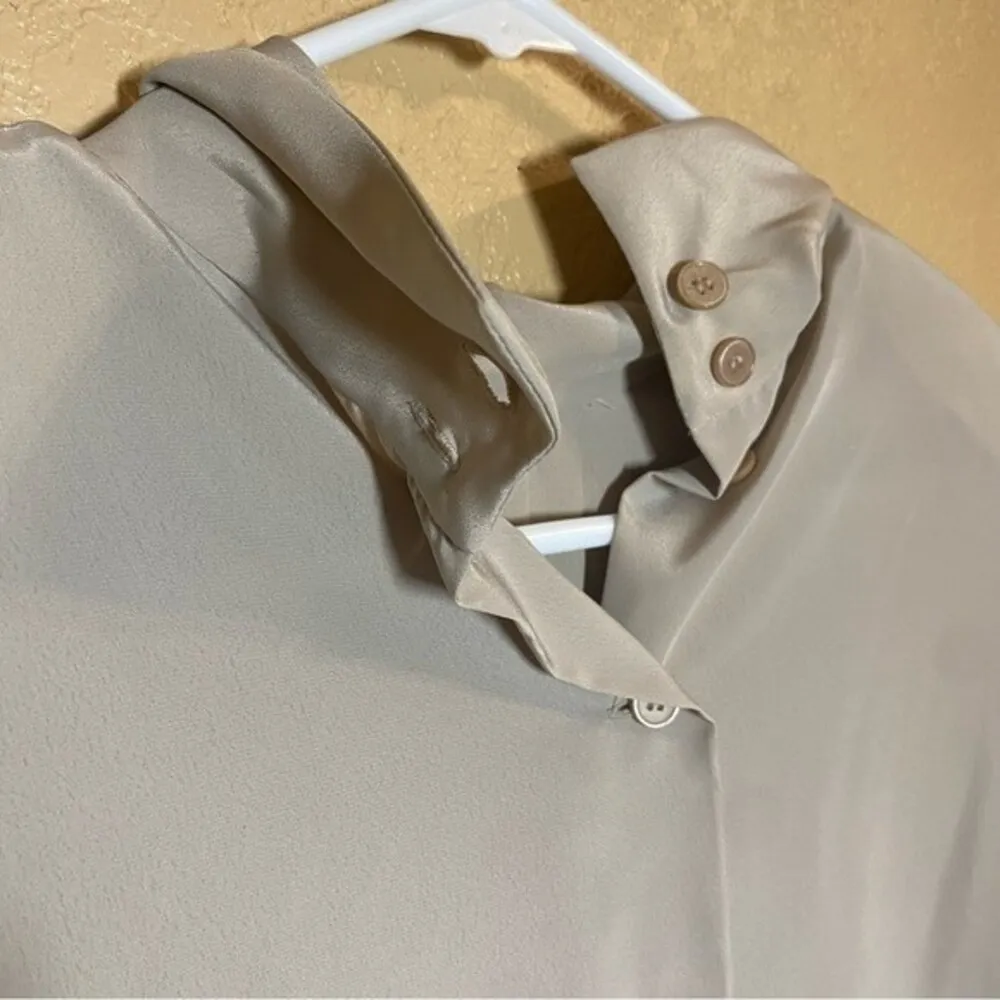 Christian Dior Chemises Mock Neck Blouse 70s size 6 pleated NWT Vintage - Image 2