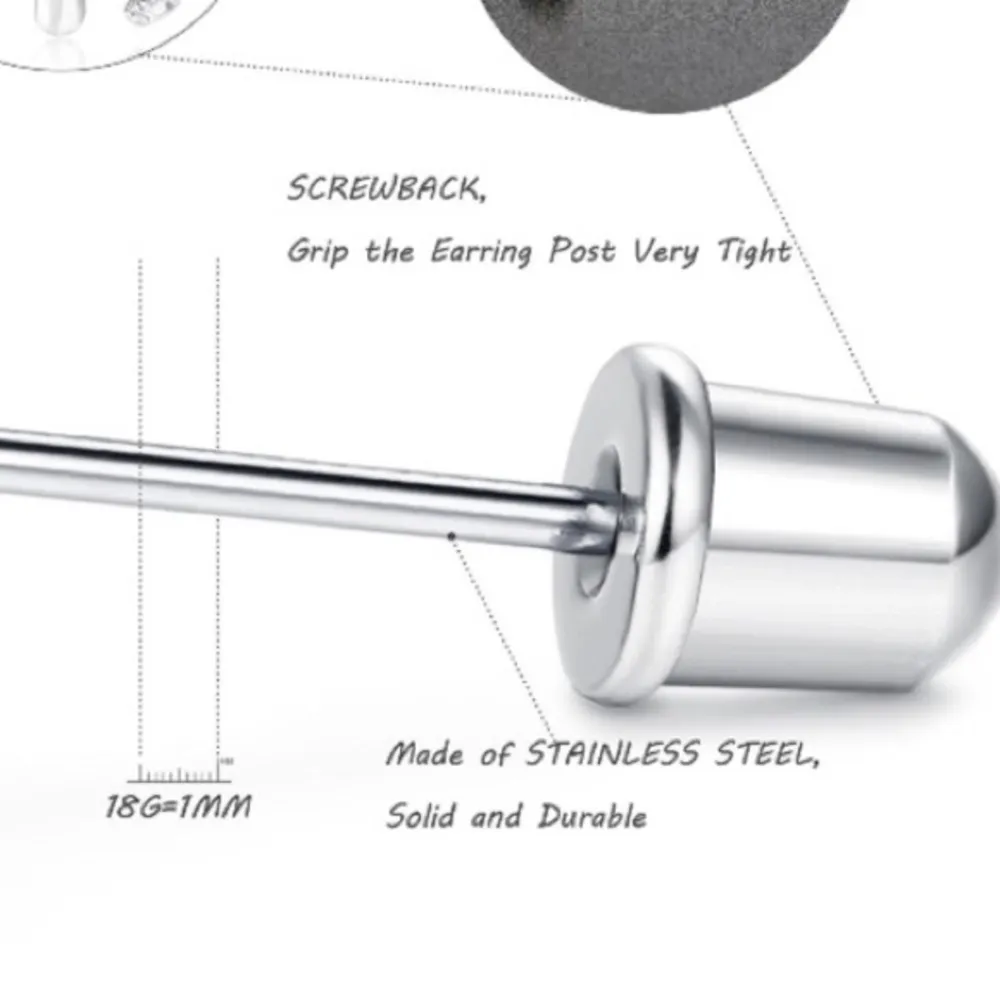 Butterfly Stud Earrings Screwback Stainless Steel - Image 2