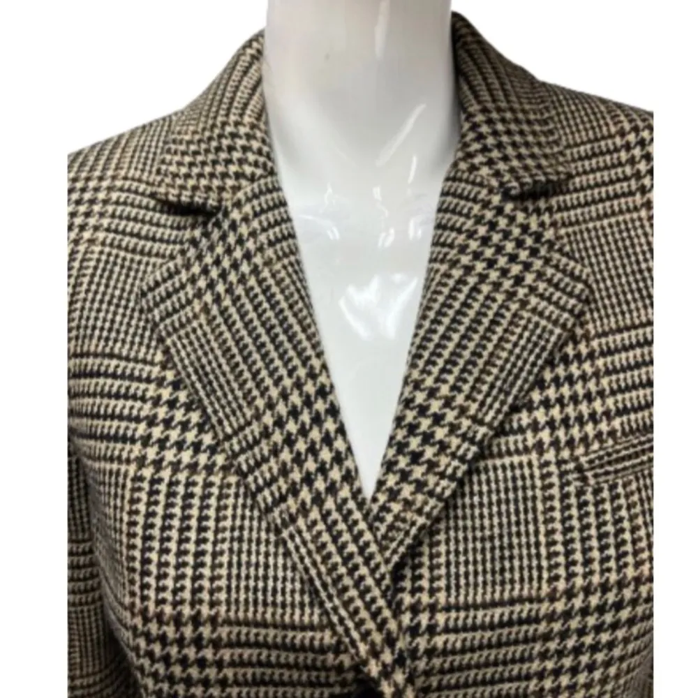 Ralph Lauren  Black Brown Houndstooth Plaid Single Breasted 4 Button Front Blazer - Image 5