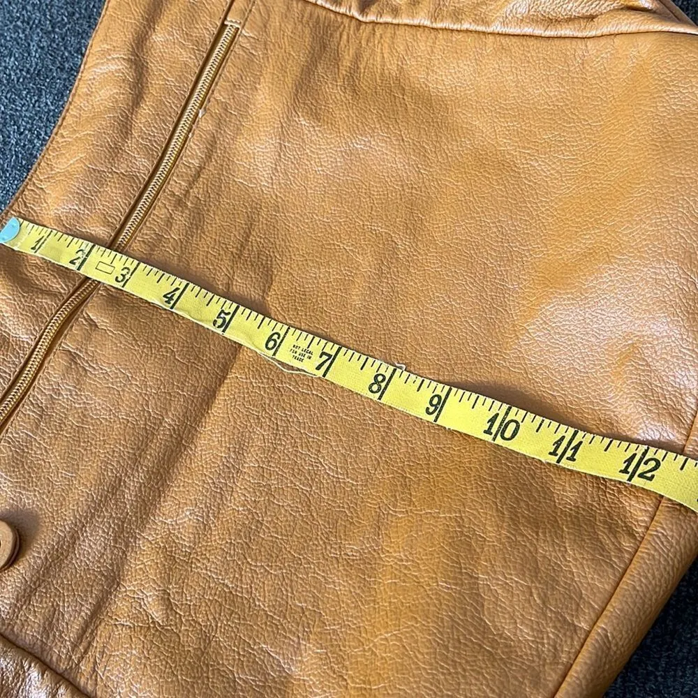 Genuine Leather Camel Shoulder Purse w/ Braided Accent & Silver-Tone Hardware - Image 14