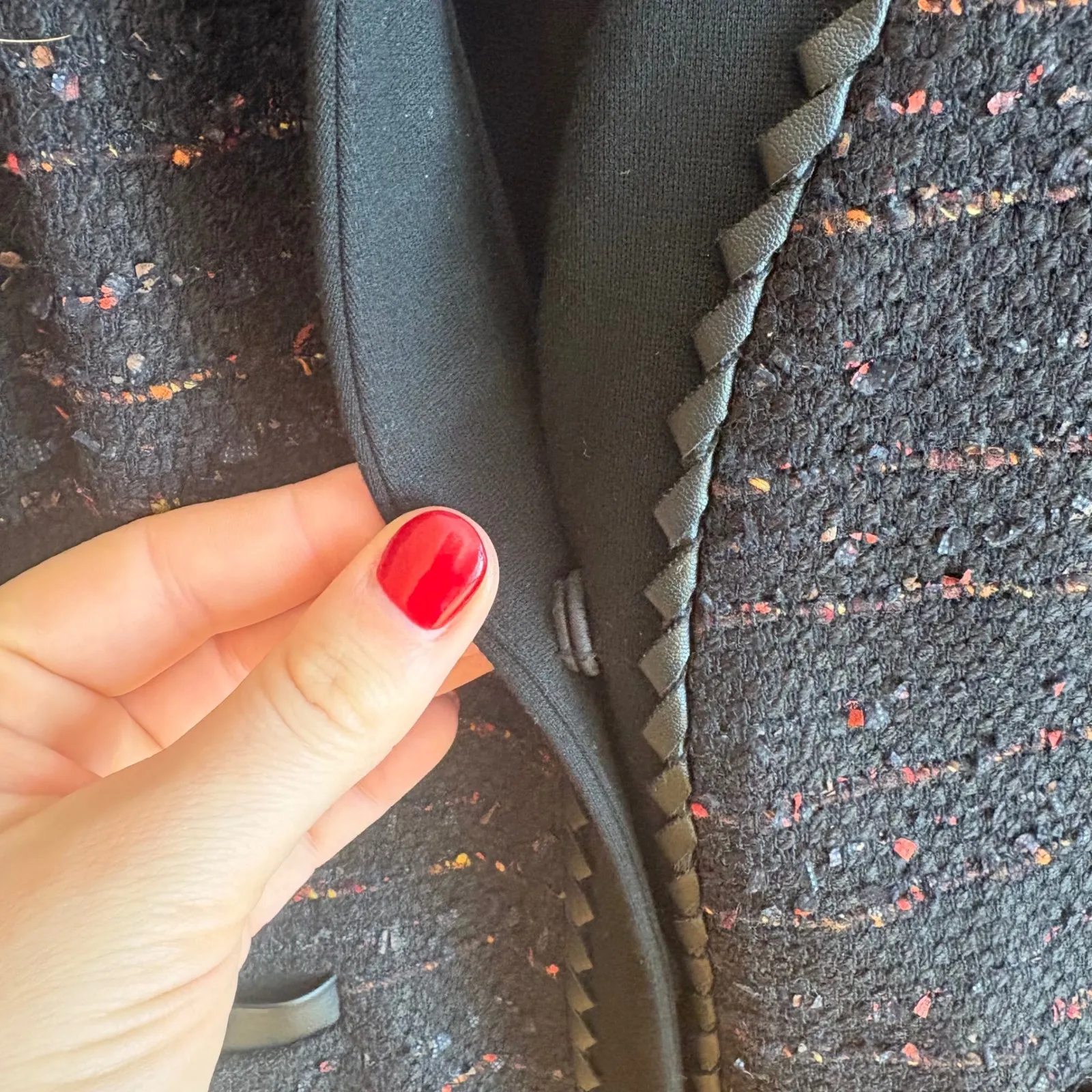 Lafayette 148 New York Petite Black Multi Color Tweed Trim Blazer Jacket Size 2 - Image 4