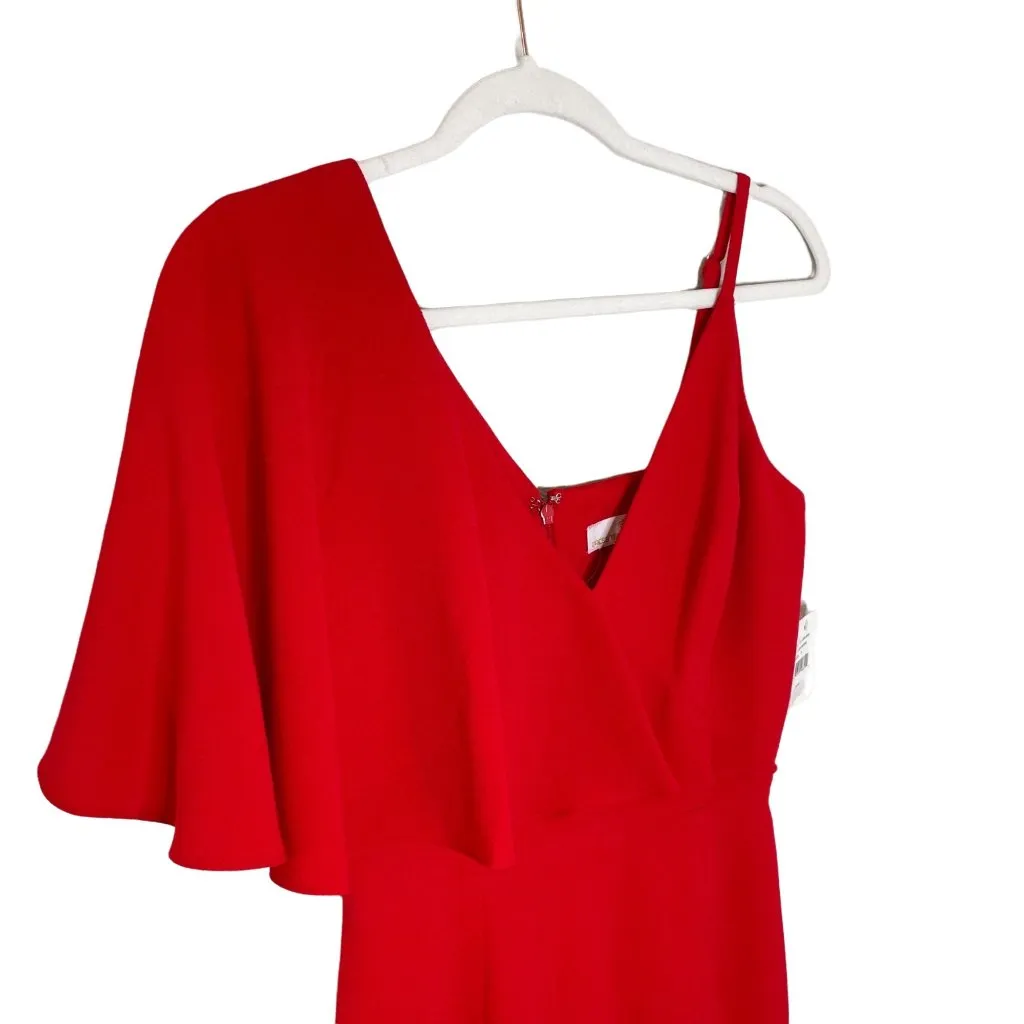 Dress the Population Beth Ruffle Sleeve Dress Size Small Rouge Red Midi New - Image 3