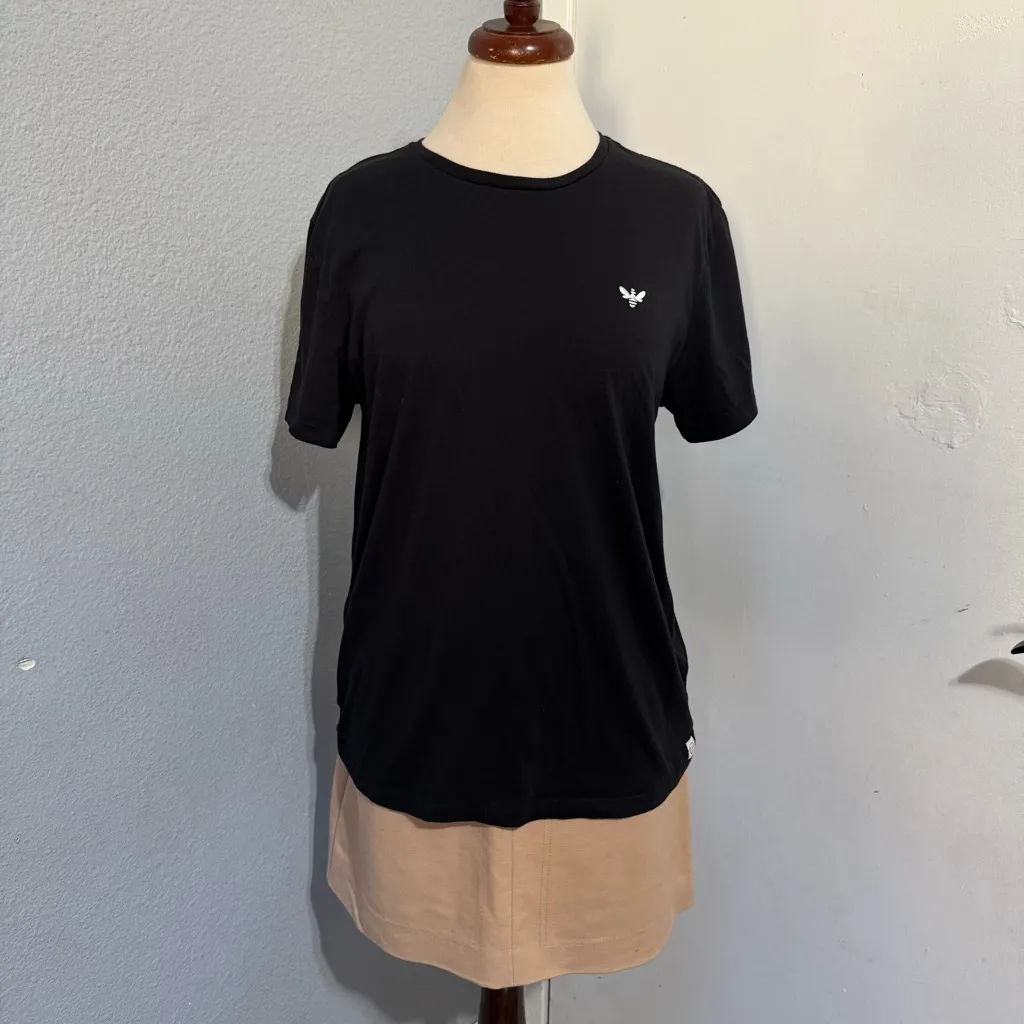 Marine Layer Women Black Embroidered Bee Crew Neck Short Sleeve T-Shirt Sz M - Image 3