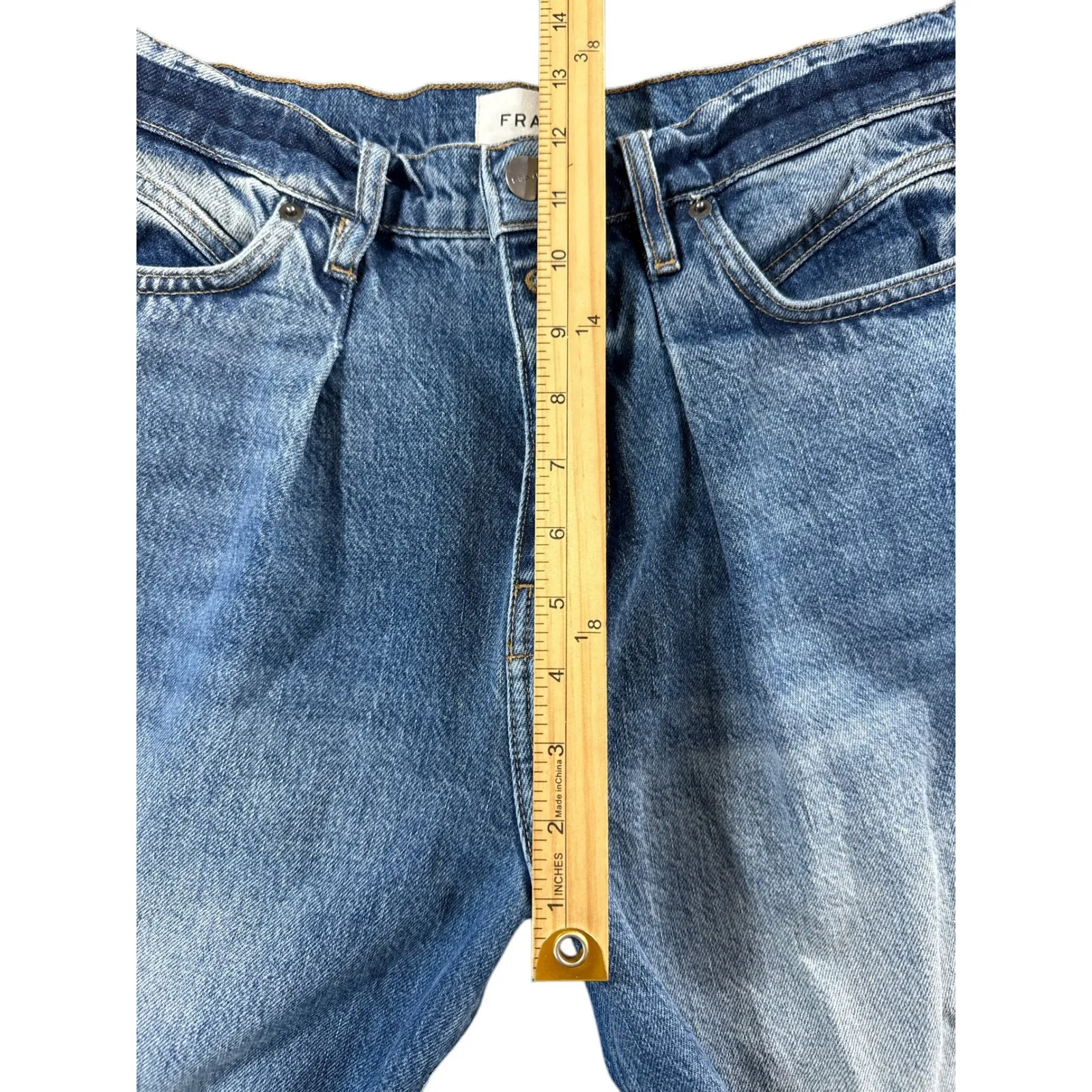 FRAME Mosaic Pleated Jean in Mesa High Rise with Raw/ Released Hem Women's - Image 5