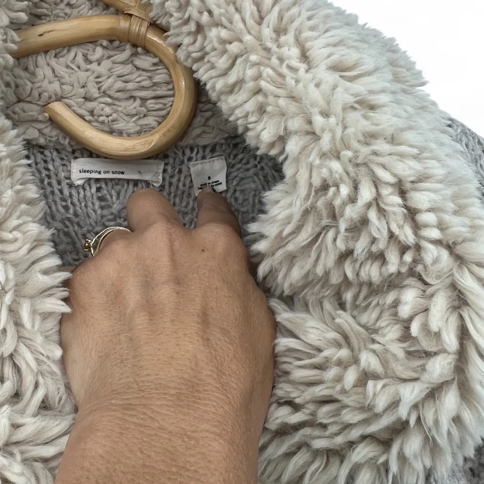 Anthropologie Sleeping on Snow S Cardigan Cable Knit Sweater Fur Collar  women - Image 5