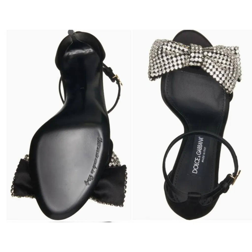 Dolce & Gabbana Keira Bow Sandal in Nero & Crystal 37 With Box womens High Heels - Image 6