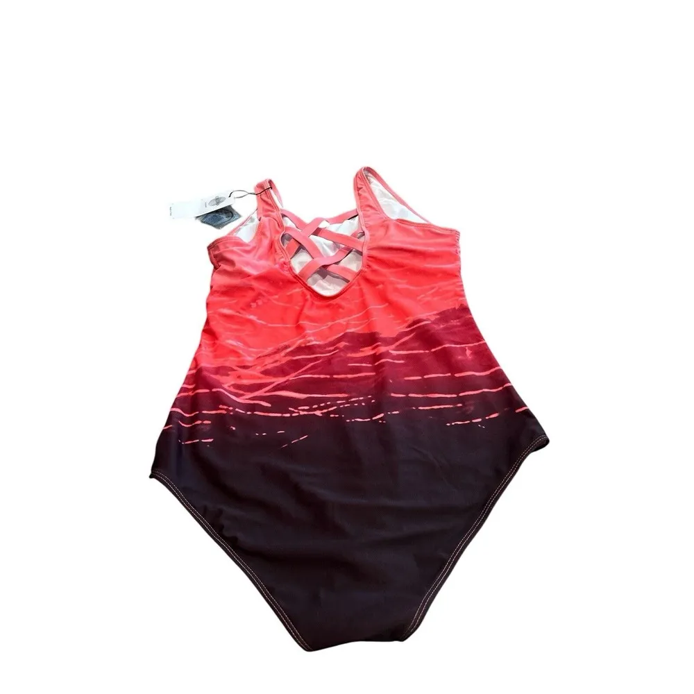 EXLURA‎ Swimsuit Women's Sz L Criss cross - Image 2