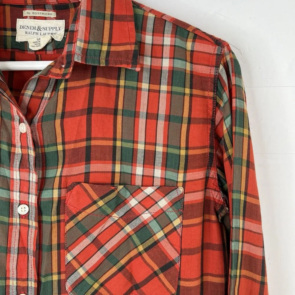 Denim & Supply Size S Ralph Lauren Boyfriend Button Down Shirt Plaid Preppy Fall - Image 3