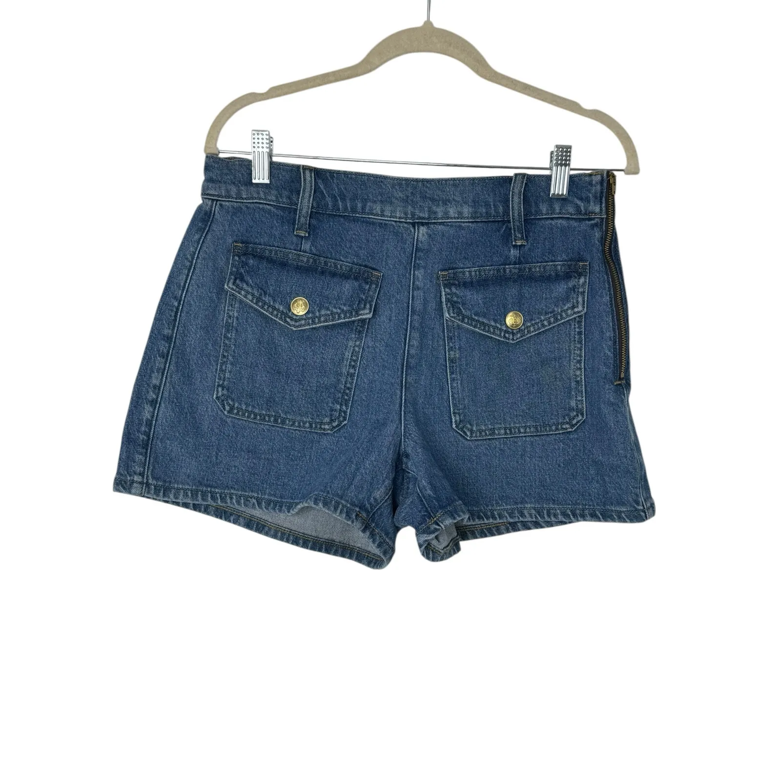 NEW J.Crew High Rise Sailor Pocket Denim Shorts Blue Utility Size 27 - Image 2