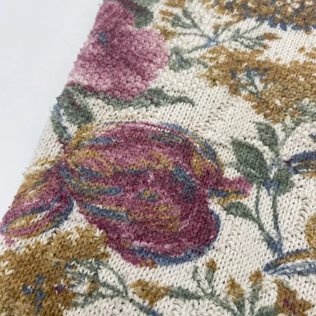 Vintage Floral Sweater Women Cotton Polyester Pullover Cottage Retro Casual Twee White Size M - Image 14