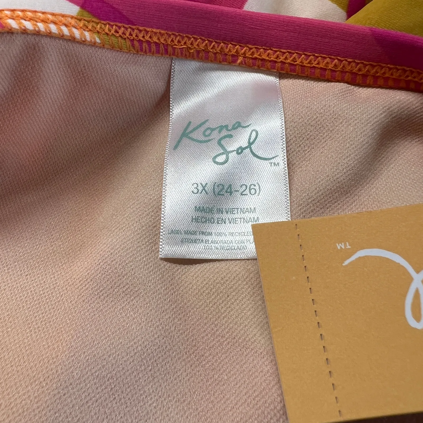 Kona Sol Women's Pink Abstract Print High Waist Bikini Bottom - 3X - NWT - Image 2