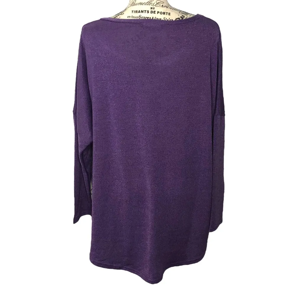 Uget MEDIUM Oversized Long Batwing Sleeve Pullover Round Neck Knit Top Purple - Image 99