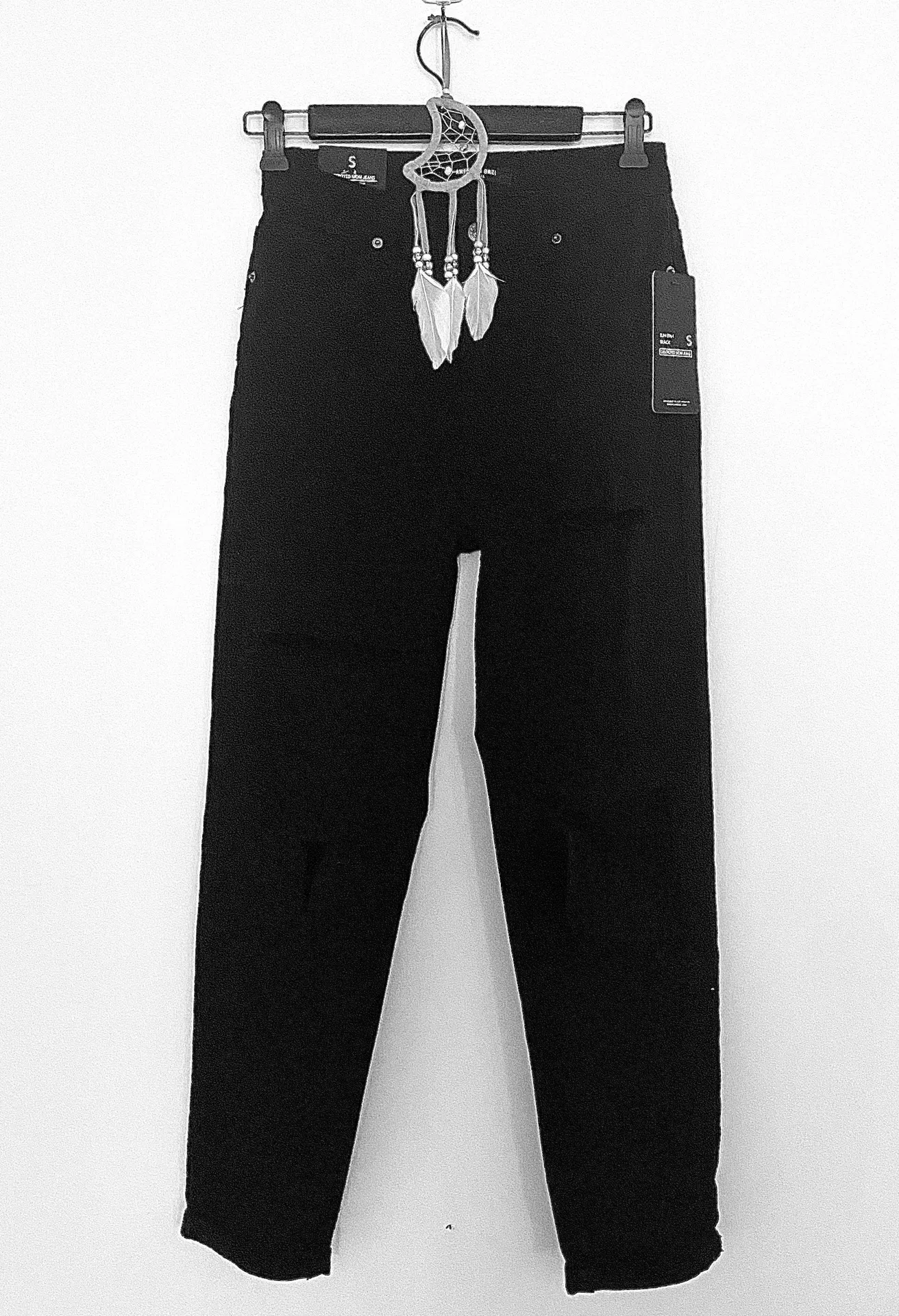 Black Knee Ripped Destroyed Mom Jeans - Image 2