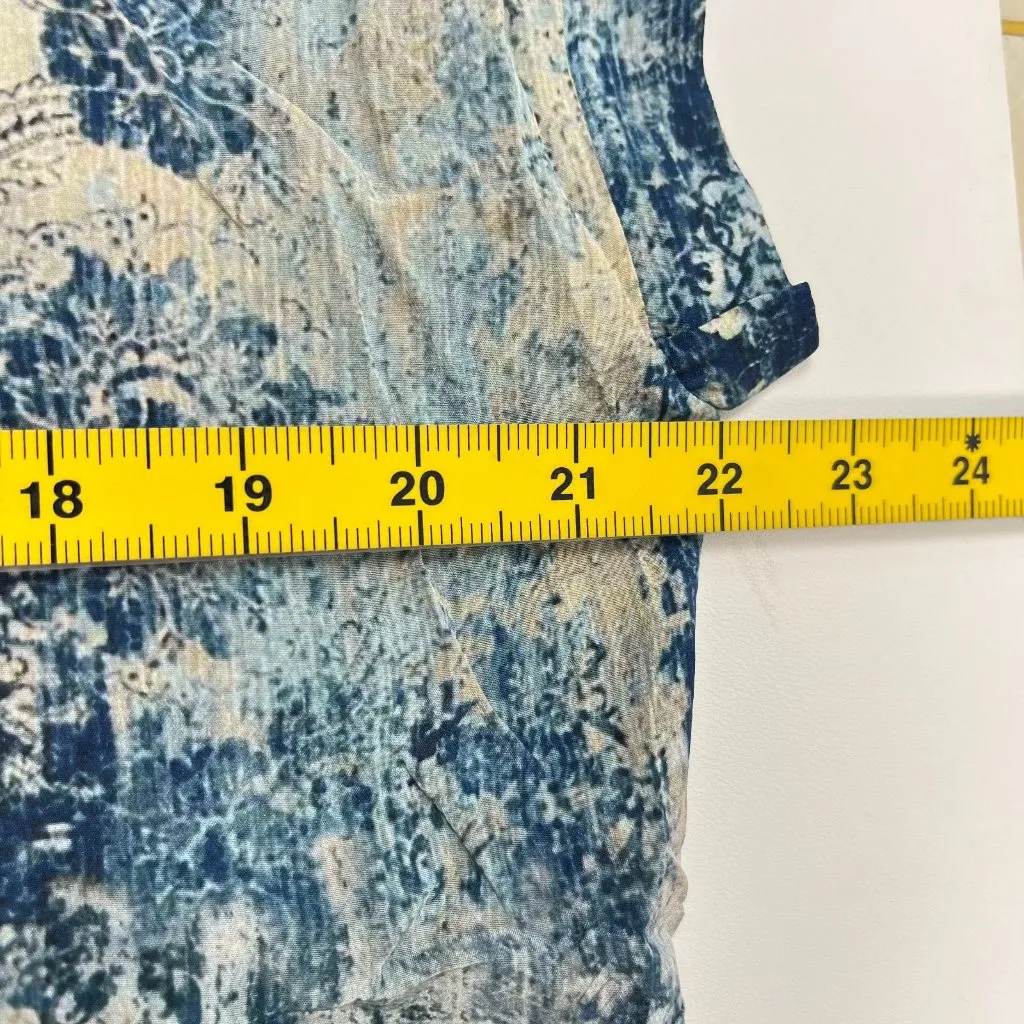 NWOT Johnny Was Santorini Blouse Silk Pete Greta Women Size M Blue Short Sleeve - Image 10