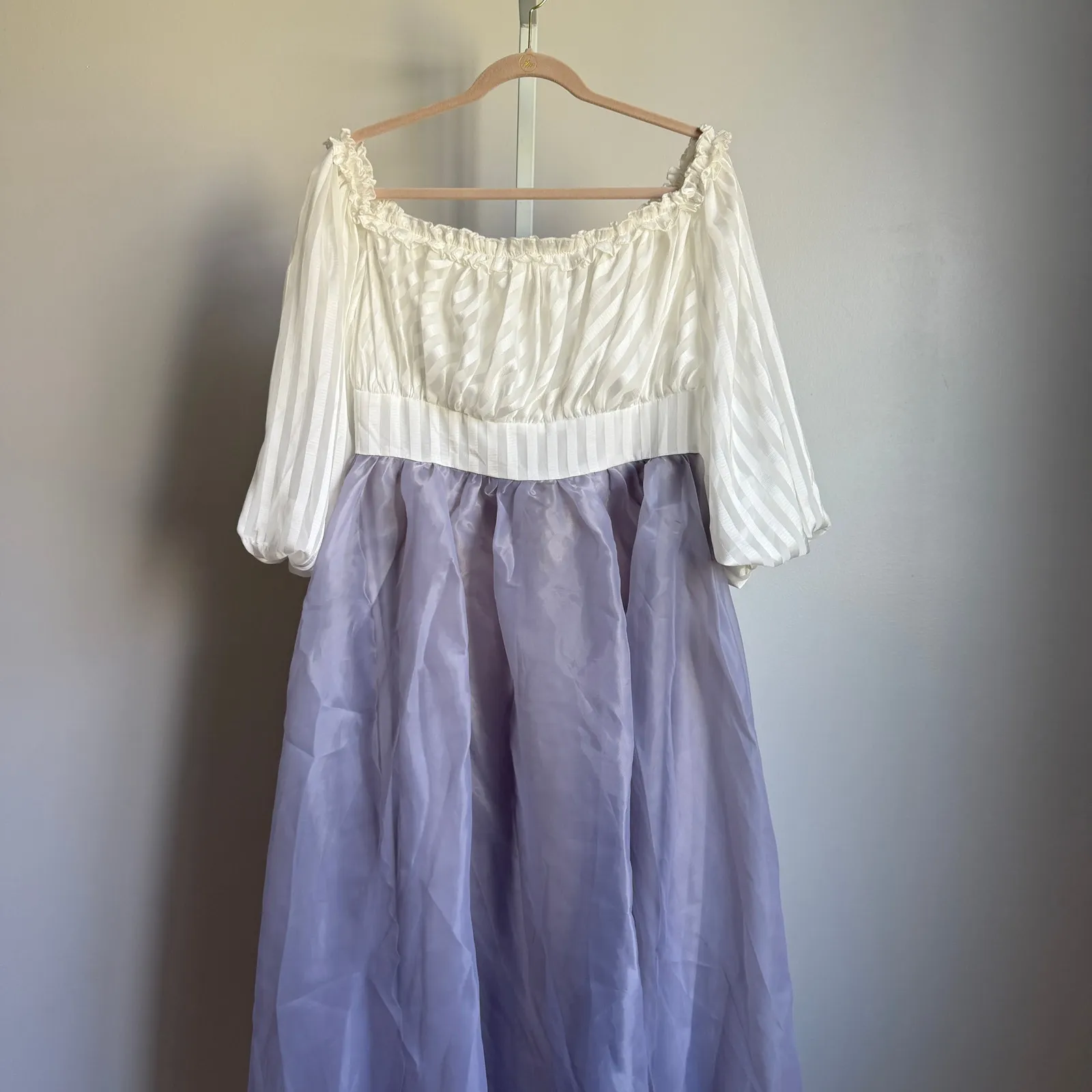 Shein sz XL White & Purple‎ Milkmaid cottage Maxi Dress - Image 2