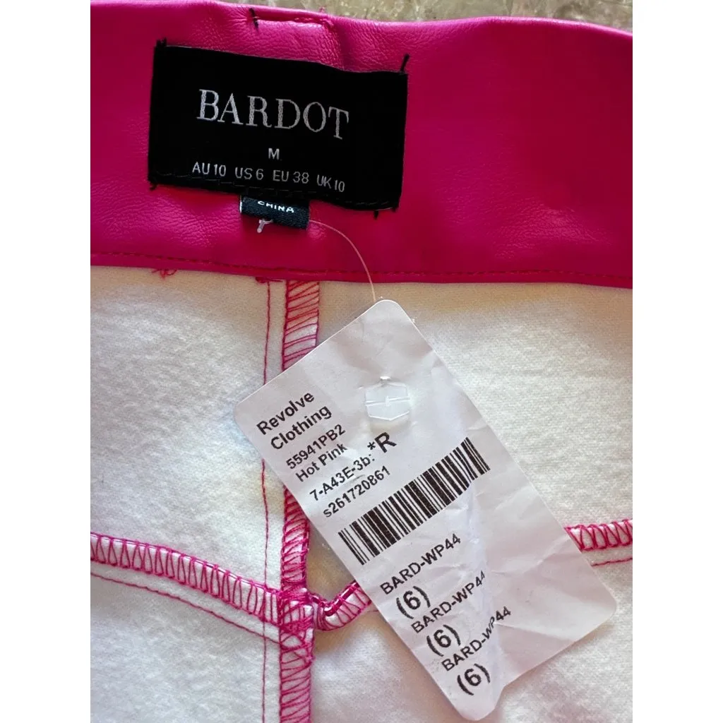 Bardot Polly Faux Leather Pants in Hot Pink 6 Womens Vegan Pleather Trousers - Image 9