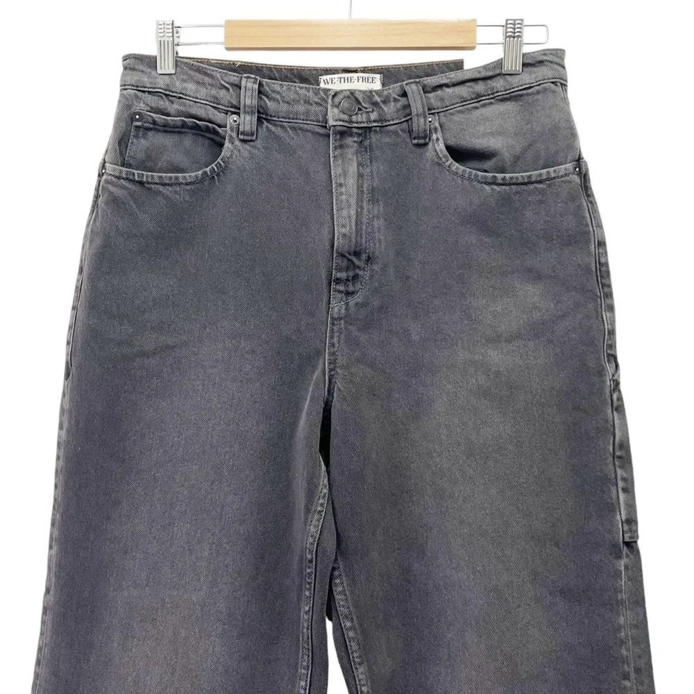 NWT Free People Tinsley Baggy High Rise Utility Jeans Charcoal Wash Size 29 | 8 - Image 8
