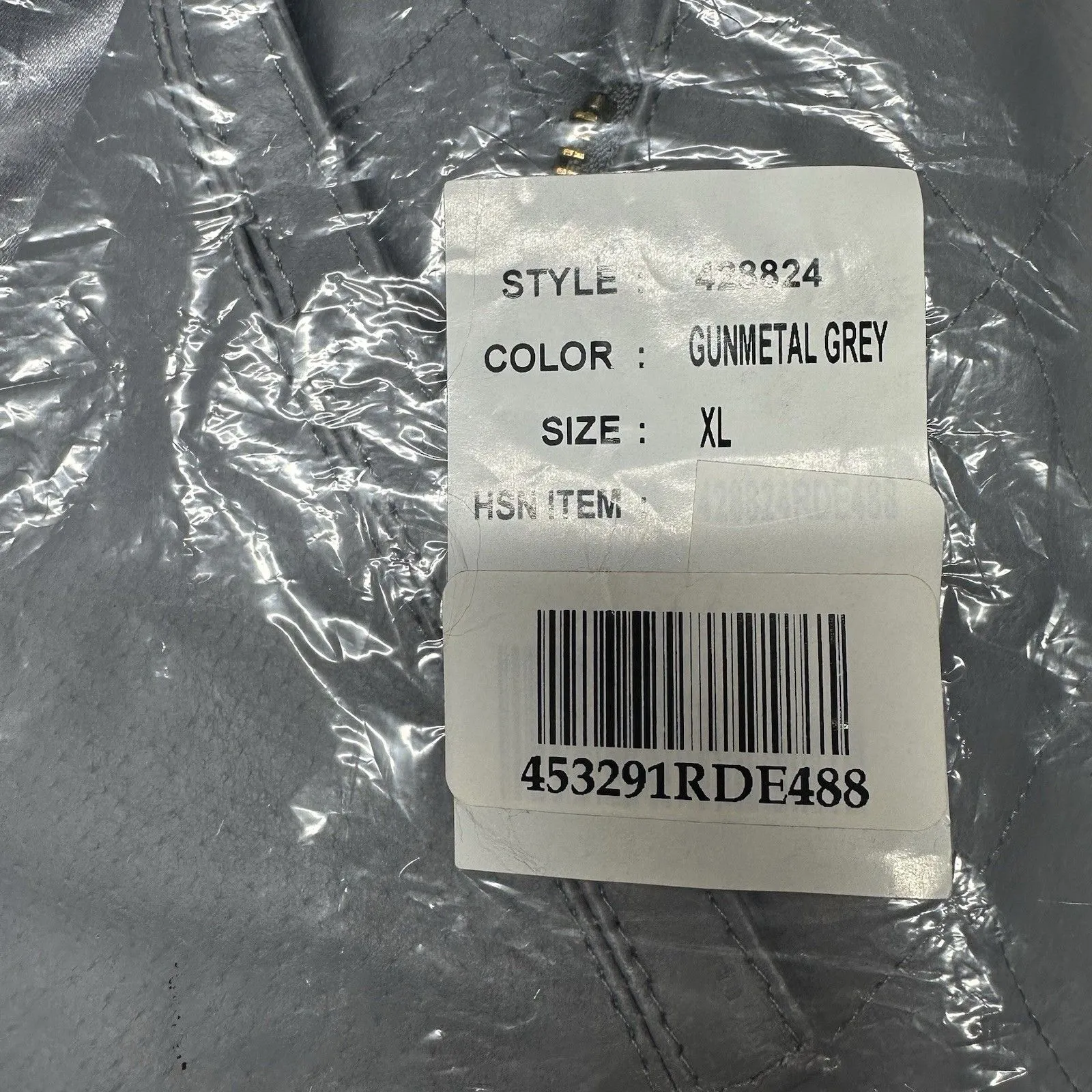 IMAN Women’s Genuine Leather Jacket Gray Size XL Quilted Zip Front Stylish Coat - Image 2