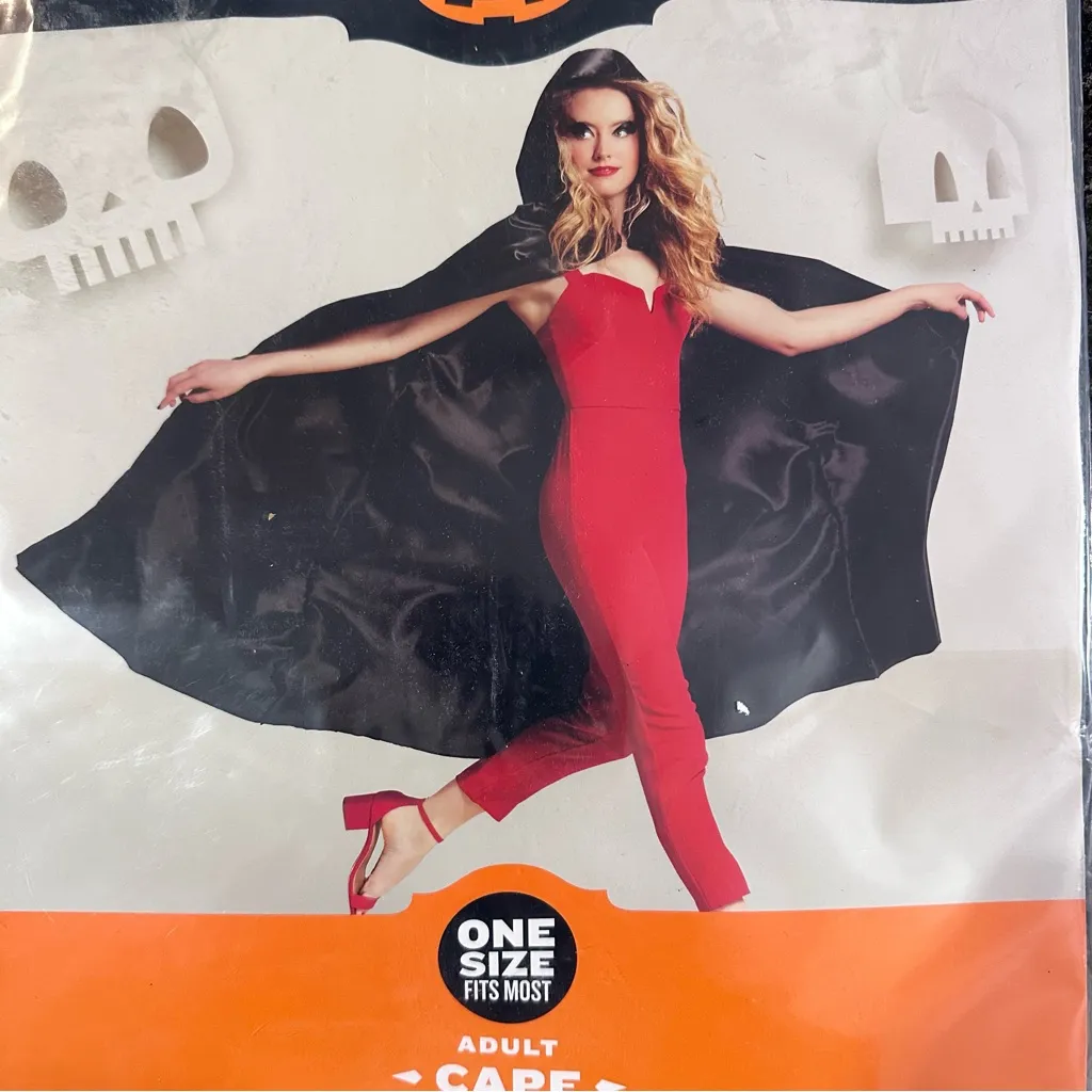 Hyde And Eek Black Hooded Cape‎ Unisex Adult Halloween Costume One Size New - Image 2