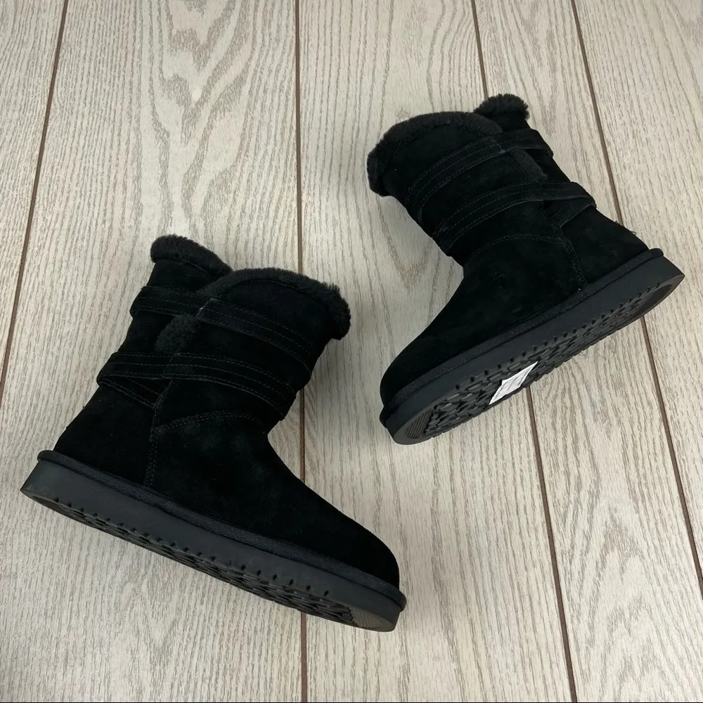 Koolaburra By UGG Women's Delene Wrap Buckle Strap Booties US6 Black Suede $100 - Image 7