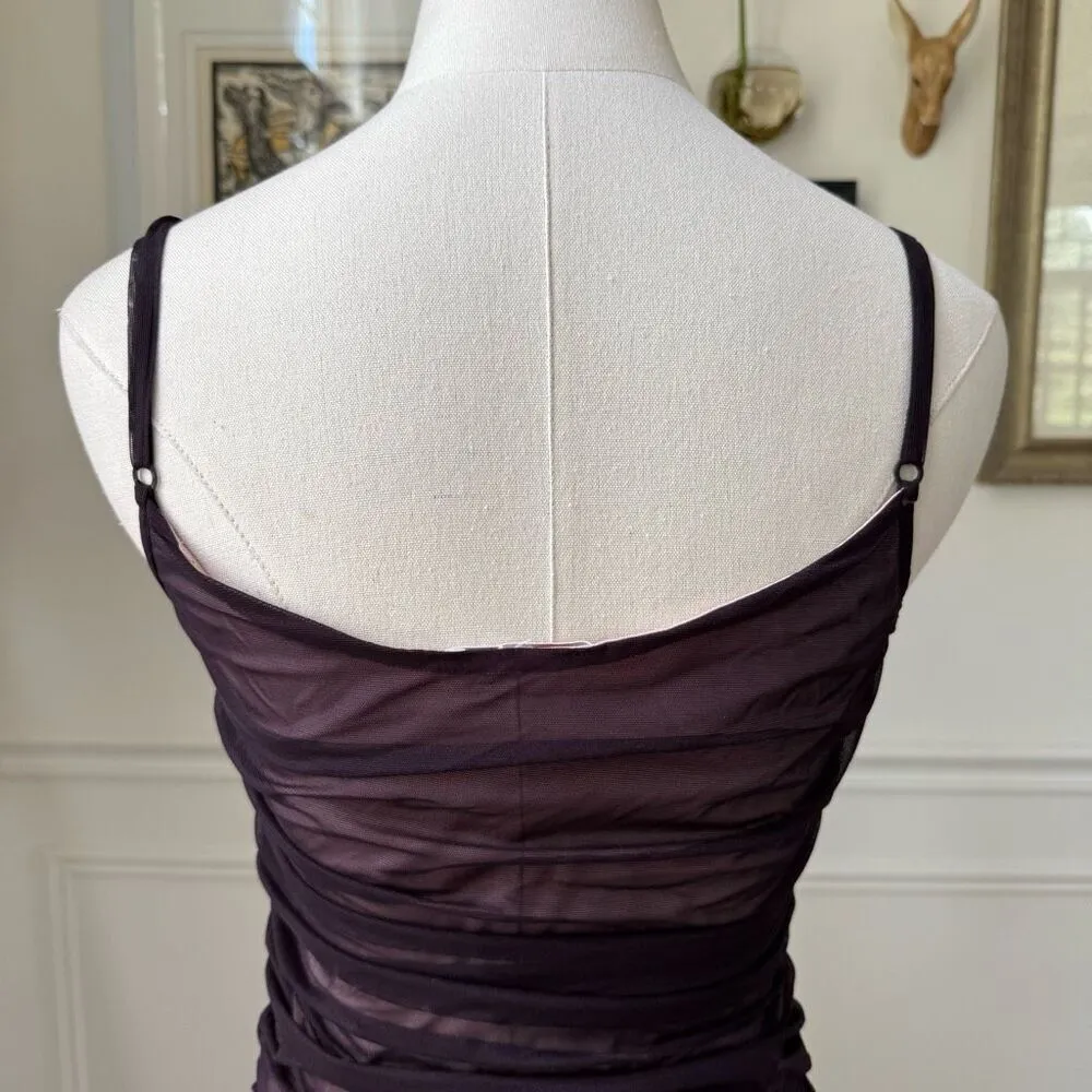 Kookai Ruched Midi Cocktail Homecoming Dress Deep Purple $120 2 - Image 4