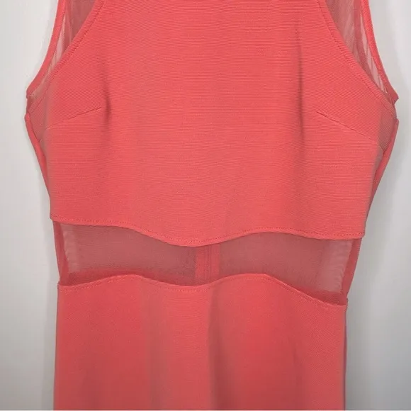Topshop Mesh Insert Coral Sleeveless Skater Dress‎ Size 4 - Image 6