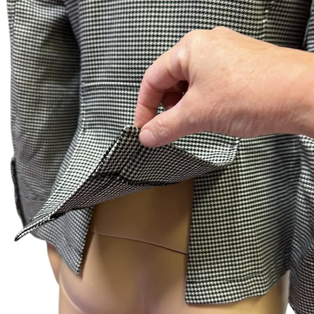 Volcom Vintage Black White Houndstooth Double Pocket 3 Button Blazer Size 10 - Image 10
