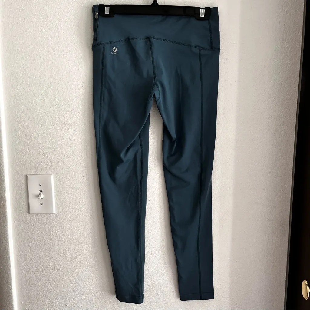 Oiselle Women’s Teal Blue Leggings Size 6 Workout Running Stretch Elastic Waist - Image 2