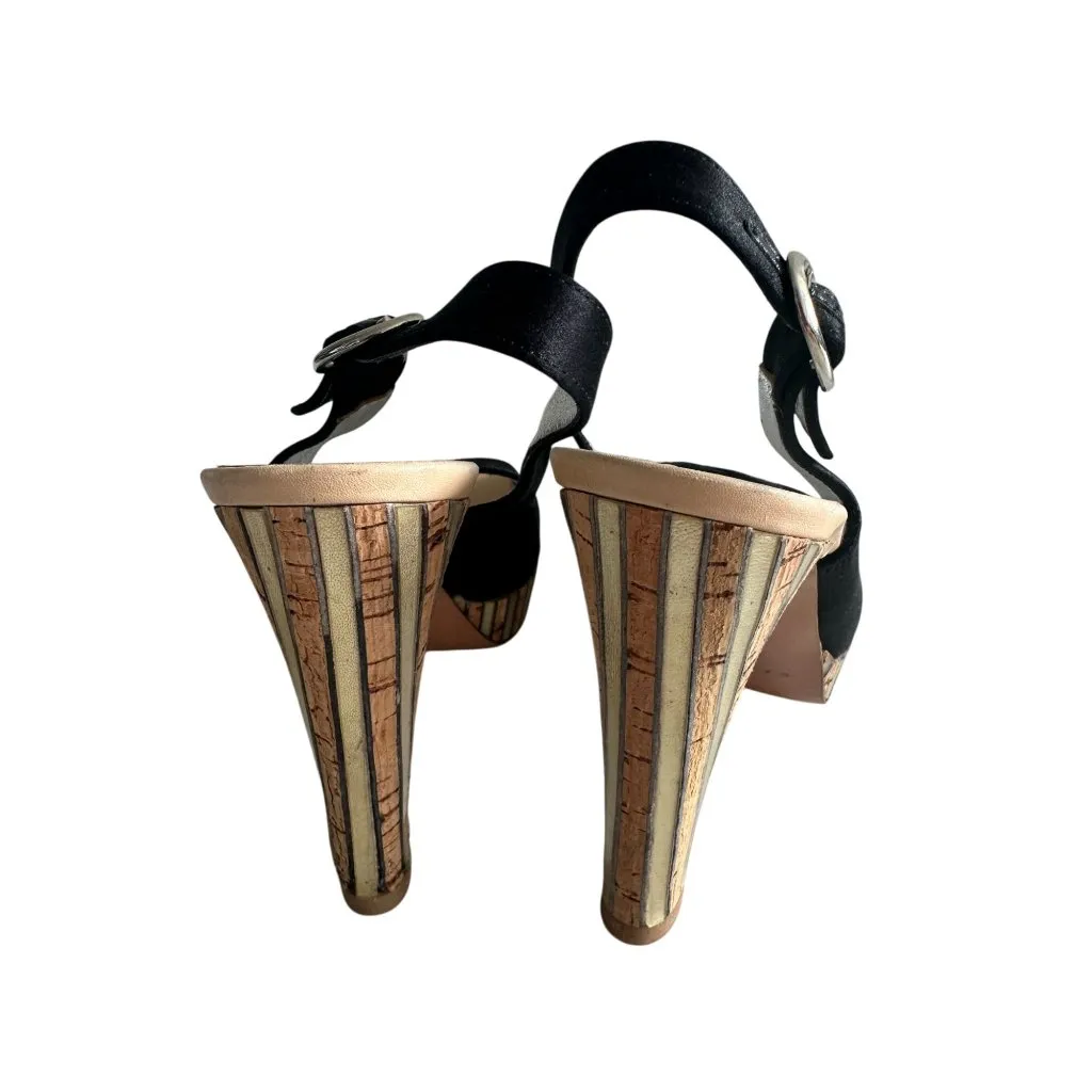 CASADEI Black Slingback Peeptoe Heels Size 5.5 - Image 7