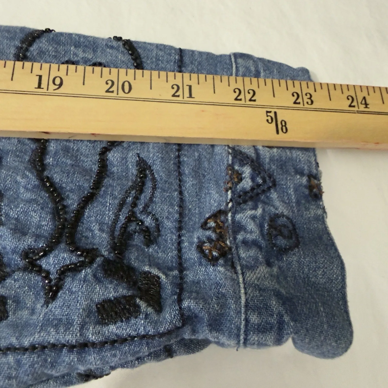 Chico’s Design Embellished Denim Jacket Size 3 Women Beaded Embroidered - Image 13