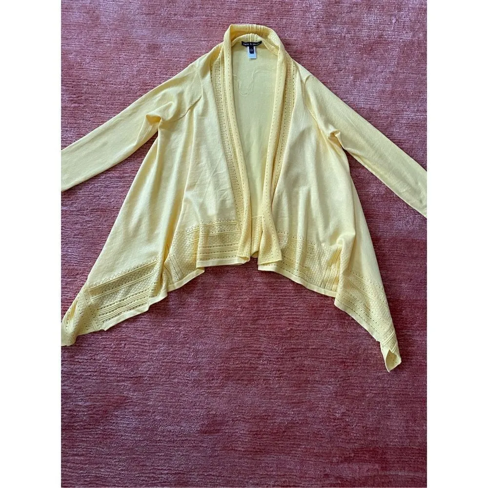 “cable & gauge” open front yellow cardigan - Image 3