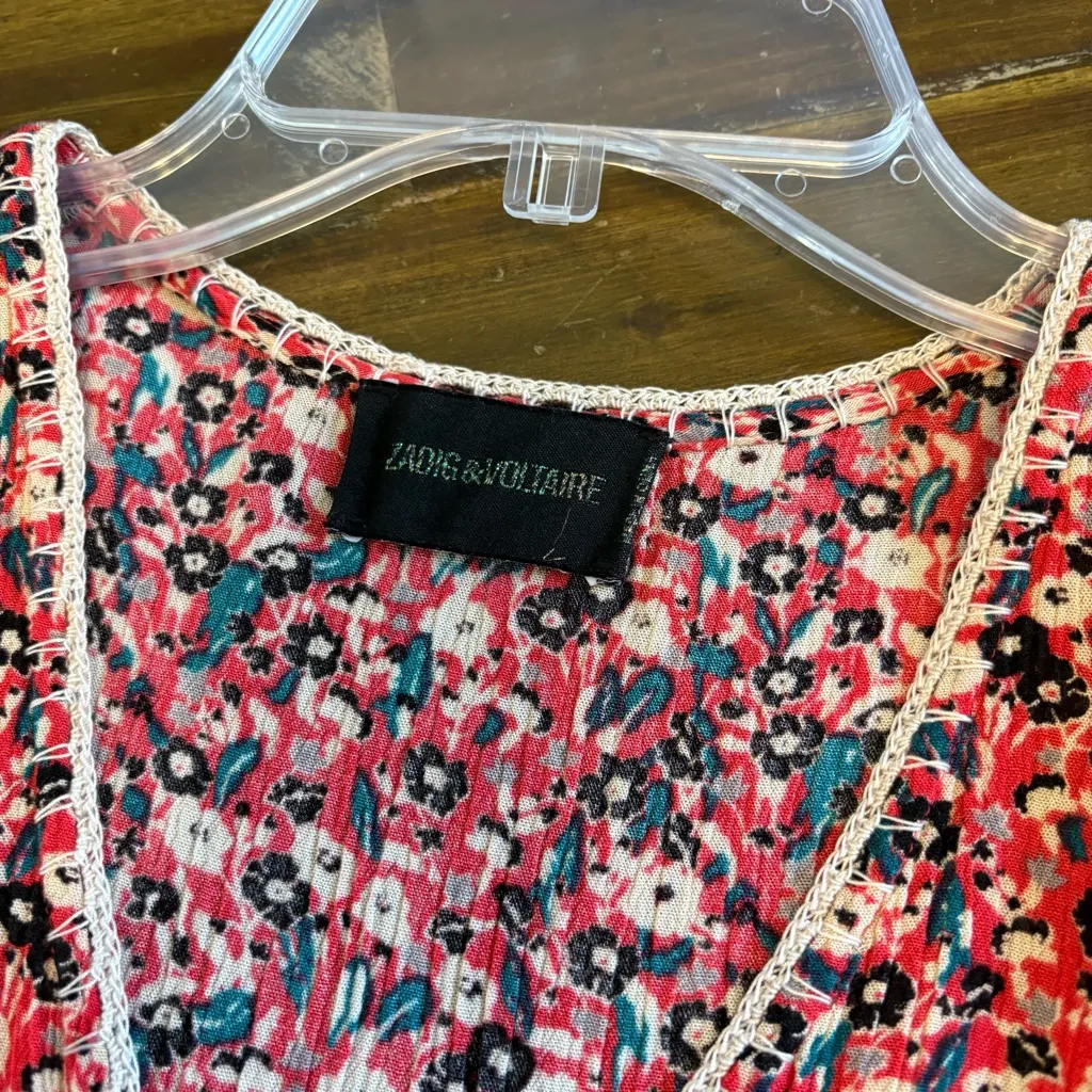 Zadig & Voltaire Ringo Print Eve Dress Flowy Floral Flirty Dainty Western Boho S - Image 6