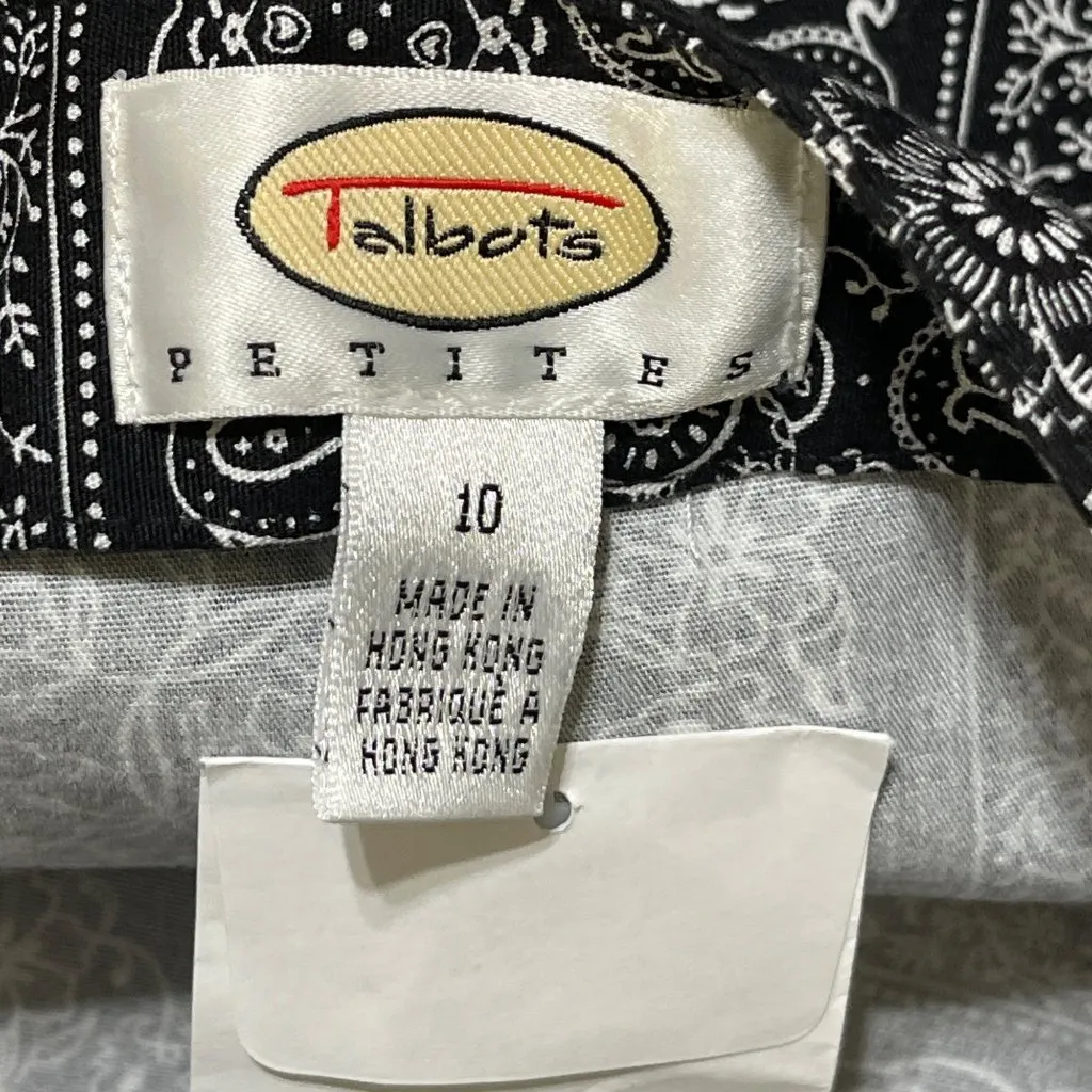 New Talbots Petites Mini Skirt Wrap Cotton Black White Size 10P Petite - Image 3