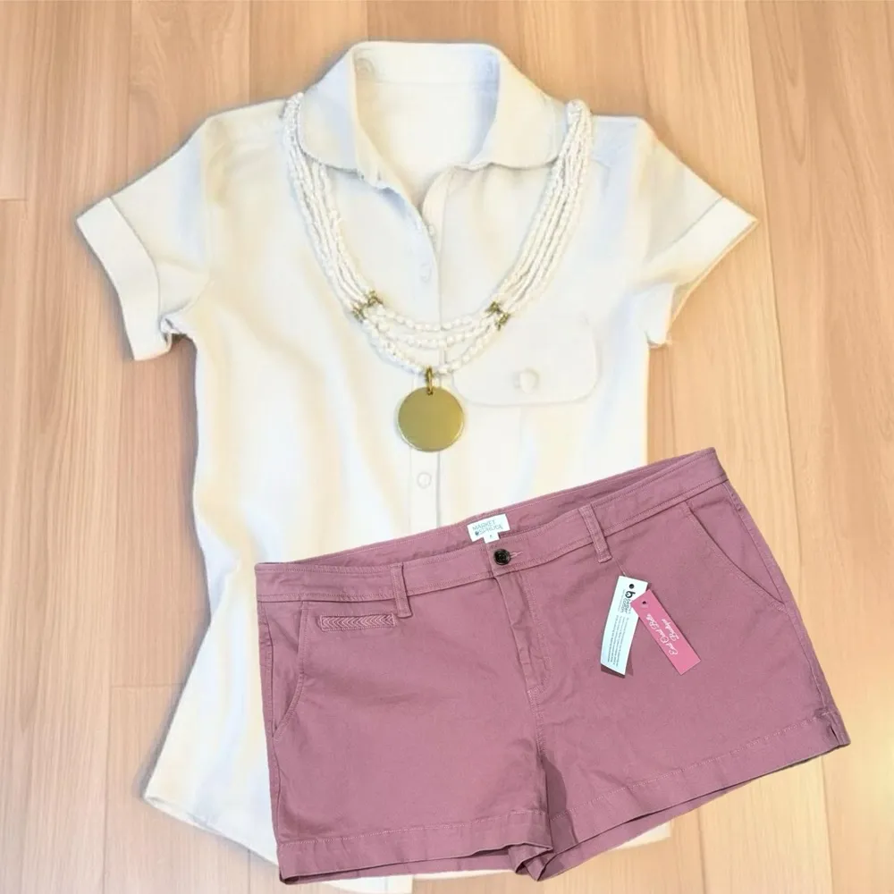 New MARKET & SPRUCE Stitch Fix Women’s Chino Shorts Sz 16 Ash Rose Preppy 3” - Image 11